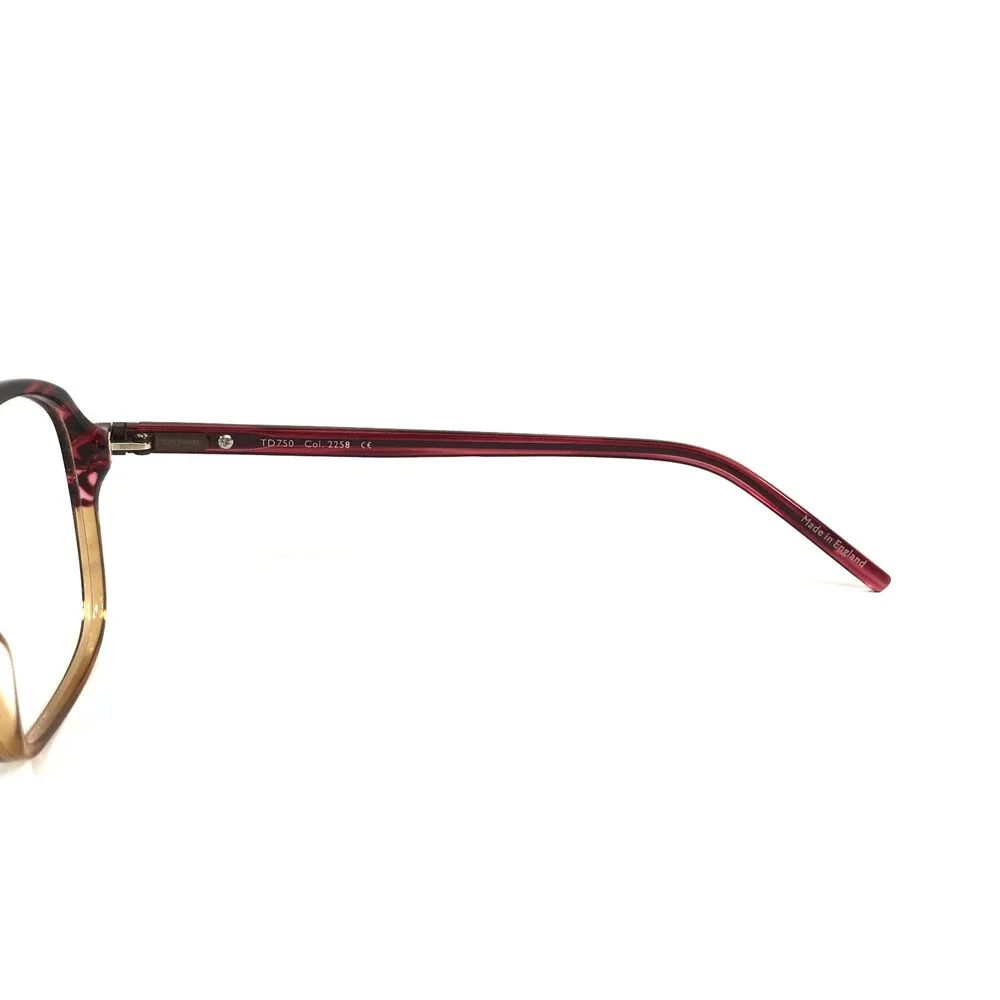 Tom Davies Eyeglasses Frames TD750 Col. 2258 Striped Red Brown Horn 52-17-140